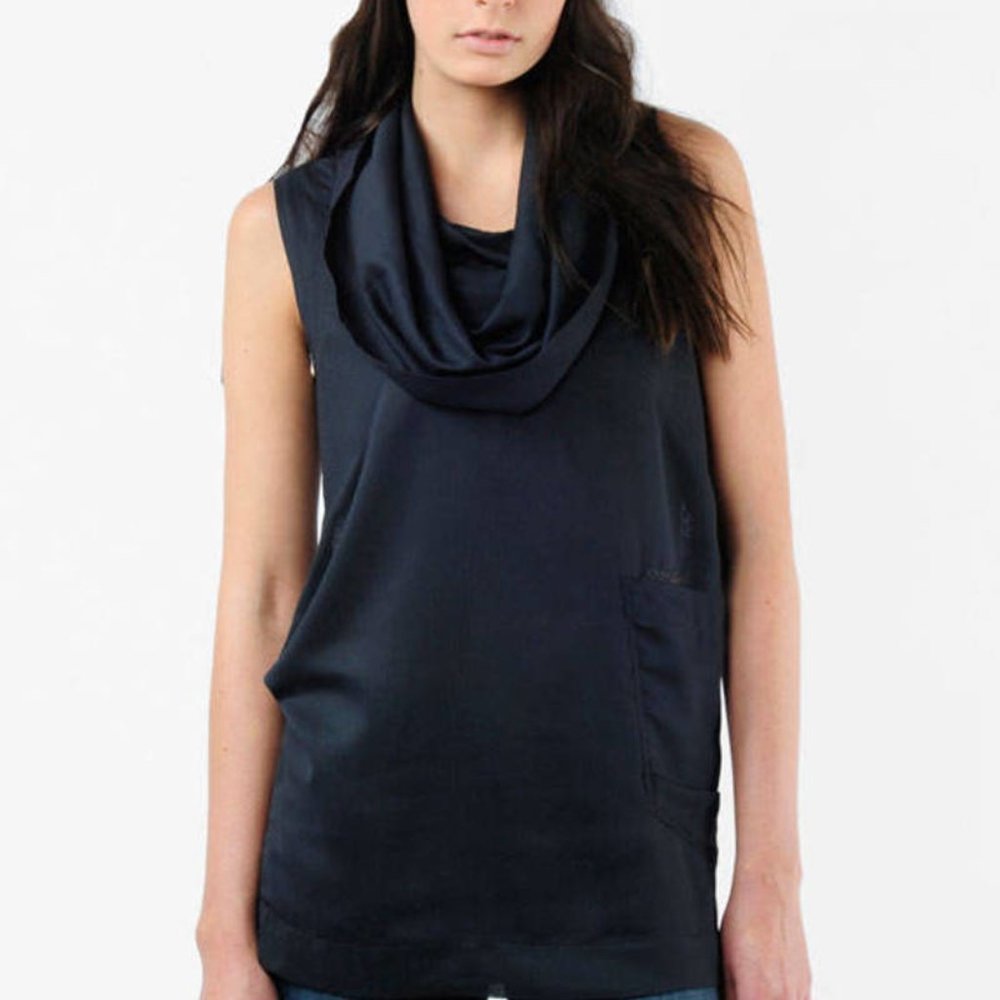 G-Star Raw Low T Top Blouse in Dark Blue Sleeveless Cowl Neck Sz S new